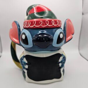 Disney Elf Stitch Christmas Holiday Ceramic 16.2 oz Festive Mug Cup With Lid NEW